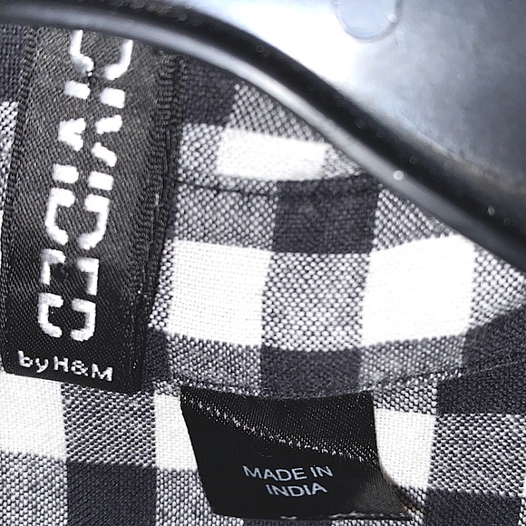 H&M BLK/WHITE CHECKERED SH SLV DRESS SZ 38 - Picture 11 of 14